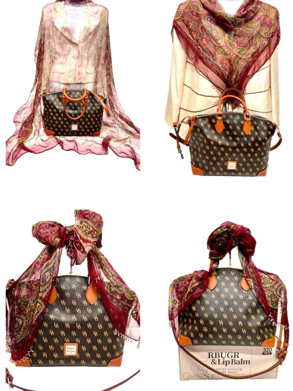 Dooney Bourke Dark Brown T’Moro DB Blakely Gretta Satchel Large Bag +Scarf(1) - Picture 15 of 16